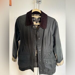 Barbour Sage Beadnell Wax Jacket with Checkered Lining